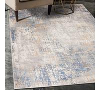Carpeto Tapis Salon 80x150cm Crème Anthracite Abstrait Doux Poils Courts