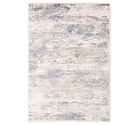Carpeto Tapis Salon 80x150cm Crème Bleu Abstrait Doux Chauffage au Sol