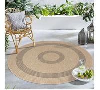 Carpetsale24 Tapis Intérieur & Extérieur Résistant aux Intempéries 120 cm Rond Nature-1 - Tapis de Balcon, Aspect Sisal et Jute Conception d'époque - Tapis Cuisine, Lavable Camping Jardin Patio