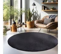 Carpetsale24 Salon Moderne Tapis Noir 200 cm Rond à Poils Courts - Monochrome Doux et Moelleux - pour Chambre, Cuisine, Salle de Sejour