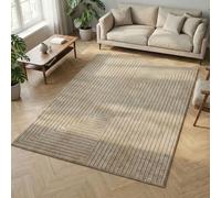 Carpetsale24 Tapis 120x170 cm Beige, Poils Courts Effet 3D Relief, Design Bohème Scandinave, pour Salon, Chambre, Cuisine ou Extérieur