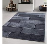 Carpetsale24 Tapis 140 x 200 cm - Noir - Poils courts - Design moderne - Pour salon, chambre à coucher, couloir, cuisine, salle à manger, chambre d'enfant - Facile d'entretien et doux