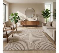 Carpetsale24 Tapis 140x200 cm Beige Design Bohème Bouclé Boucles Style Scandinave Moderne Doux Résistant Facile à Nettoyer pour Salon Chambre Salle à Manger Chambre Enfant
