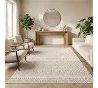 Carpetsale24 Tapis 160x230 cm Crème Design Vintage Bou oucles Style Scandinave Moderne Doux Résistant Facile à Nettoyer pour Salon Coin Canapé Salle à Manger Chambre