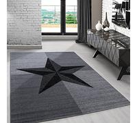 Carpetsale24 Tapis 200 x 290 cm, gris, design d'étoile, moderne, pour salon, chambre à coucher, couloir, cuisine, salle à manger, chambre d'enfant, facile d'entretien, doux
