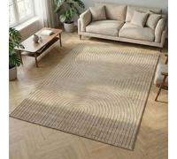 Carpetsale24 Tapis 200x290 cm Beige, Poils Courts Effet 3D Relief, Design Bohème Scandinave, pour Salon, Chambre, Cuisine ou Extérieur