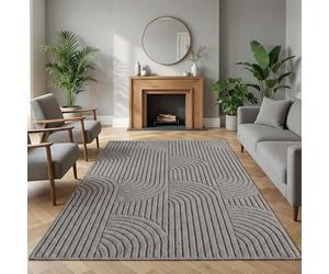 Carpetsale24 Tapis 240x340 cm Gris Design Bohème Bou oucles Style Scandinave Moderne Doux Résistant Facile à Nettoyer Tapis XL pour Salon Salle à Manger Chambre