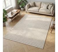 Carpetsale24 Tapis 280x370 cm XXL Crème, Poils Courts Effet 3D Relief, Design Bohème Scandinave, pour Grandes Pièces Intérieur Extérieur