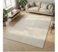 Carpetsale24 tapis à poils courts 280x370 cm XXL crème relief 3D style scandinave boho salon terrasse balcon intérieur extérieur