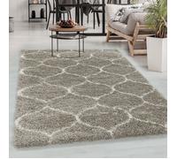 Carpetsale24 Tapis à Poils Longs Beige 280x370 cm - Motif Losanges Scandinaves, Style Shaggy, Doux et Confortable pour Salon