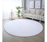 Carpetsale24 Tapis à Poils Longs, Couleur Blanc, Unicolor - Monochrome, 112172, Tapis Ronde, Tapis Salon-Salle à Manger ou Chambre, 200 cm Rond