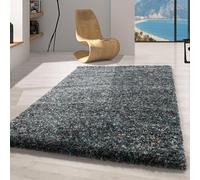 Carpetsale24 Tapis à Poils Longs, Couleur Bleu, Motif mélangé, 25365, Tapis Rectangle, Tapis Salon-Salle à Manger ou Chambre, 120 x 170 cm