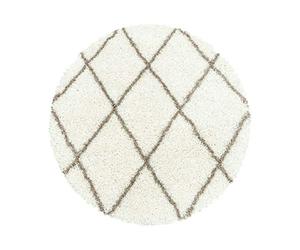 Carpetsale24 Tapis à Poils Longs, Couleur Crème, Conception géométrique, 107495, Tapis Ronde, Tapis Salon-Salle à Manger ou Chambre, 120 cm Rond