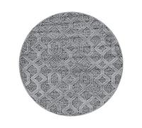 Carpetsale24 Tapis à Poils Longs, Couleur Gris, Conception géométrique, 107218, Tapis Ronde, Tapis Salon-Salle à Manger ou Chambre, 200 cm Rond