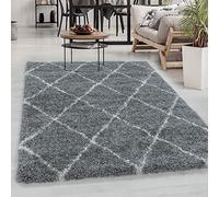 Carpetsale24 Tapis à Poils Longs, Couleur Gris, Conception géométrique, 107505, Tapis Rectangle, Tapis Salon-Salle à Manger ou Chambre, 240 x 340 cm