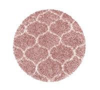 Carpetsale24, Tapis à Poils Longs Rose 80 cm Rond Design Scandinave, Tapis Shaggy Doux et Moelleux pour Salon-Salle à Manger ou Chambre