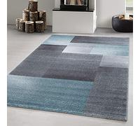 Carpetsale24 Tapis à Poils Ras, Couleur Bleu, Conception de carrés, 16138, Tapis Rectangle, Tapis Salon-Salle à Manger ou Chambre, 120 x 170 cm