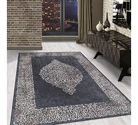 Carpetsale24 Tapis à Poils Ras, Couleur Noir, Conception Baroque, 110678, Tapis Rectangle, Tapis Salon-Salle à Manger ou Chambre, 200 x 290 cm