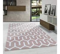 Carpetsale24 Tapis à Poils Ras, Couleur Rose, Conception géométrique, 106559, Tapis Rectangle, Tapis Salon-Salle à Manger ou Chambre, 200 x 290 cm