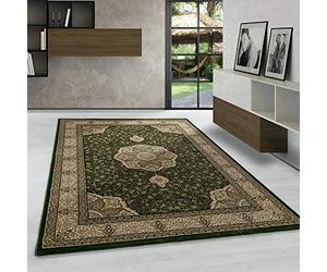 Carpetsale24 Tapis à Poils Ras, Couleur Vert, Conception Orientale, 105058, Tapis Rectangle, Tapis Salon-Salle à Manger ou Chambre, 120 x 170 cm