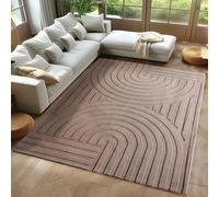 Carpetsale24 Tapis bohème 120 x 170 cm beige poils courts scandinaves doux effet 3D lavable entretien facile décoration salon chambre