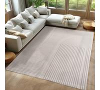 Carpetsale24 Tapis Boho 160 x 230 cm crème Poils courts scandinaves doux Effet 3D Lavable et facile d'entretien Moderne pour salon, salle à manger ou chambre