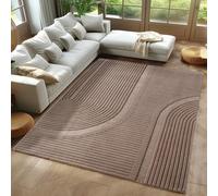 Carpetsale24 Tapis Boho 200 x 290 cm Beige - Poils courts scandinaves doux avec effet 3D - Lavable et facile d'entretien - Grand tapis pour salon, salle à manger ou espaces ouverts