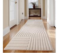 Carpetsale24 Tapis boho scandinave Crème 80x150 cm, petit format, doux, lavable, effet 3D, pour salon ou chambre