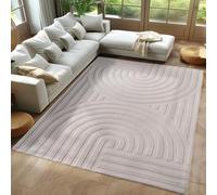 Carpetsale24 Tapis Boho scandinave Crème uni 200x290 cm, Tapis décoratif, Doux & Facile d'entretien, Effet 3D, Tapis pour Le Salon et la Chambre à Coucher, Tapis Lavable Grande Taille