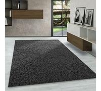 Carpetsale24 Tapis bouclé à Poils Courts, Tapis uni Anthracite chiné, Tissage Plat, Tapis de Salon, Cuisine ou Couloir, Dimensions : 80 x 150 cm