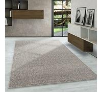 Carpetsale24 Tapis bouclé à Poils Courts, Tapis uni Beige chiné, Tissage Plat, Tapis de Salon, Cuisine ou Couloir, Dimensions : 120 x 170 cm