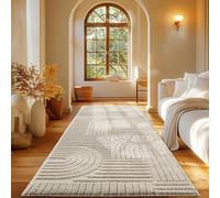 Carpetsale24 Tapis Coureur 80x250 cm Beige à Poils Longs Design bohème scandinave Effet Relief Shaggy Doux Moelleux Robuste Facile à Nettoyer Moderne pour Chambre, Couloir