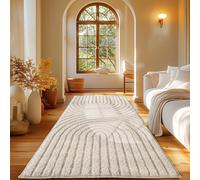 Carpetsale24 Tapis Coureur 80x250 cm Crème à Poils Longs Design Scandi Boho Effet Relief Shaggy Doux Moelleux Robuste Facile à Nettoyer Moderne pour Chambre, Couloir