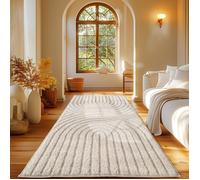 Carpetsale24 Tapis Coureur 80x250 cm Crème Scandi Boho Shaggy Doux Effet Relief Moderne Facile à Nettoyer