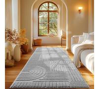 Carpetsale24 Tapis Coureur 80x250 cm Gris à Poils Longs Design bohème scandinave Effet Relief Shaggy Doux Moelleux Robuste Facile à Nettoyer Moderne pour Chambre, Couloir