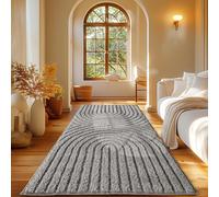 Carpetsale24 Tapis Coureur 80x250 cm Gris à Poils Longs Design Scandi Boho Effet Relief Shaggy Doux Moelleux Robuste Facile à Nettoyer Moderne pour Chambre, Couloir