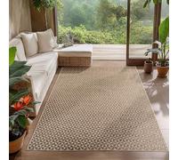 Carpetsale24 Tapis d Extérieur Beige 120x170 cm, Résistant aux Intempéries et aux UV, Idéal pour la Cuisine, Le Balcon, la Terrasse, Le Salon et la Salle à Manger, Design à Carreaux Style bohème