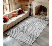 Carpetsale24 Tapis de Salon 140x200 cm Gris à Poils Longs Design bohème scandinave Effet Relief Shaggy Doux Moelleux Robuste Facile à Nettoyer Moderne pour Chambre à Coucher