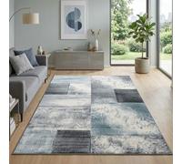Carpetsale24 Tapis de salon 160 x 230 cm, bleu, design moderne, poils courts, doux et facile à nettoyer