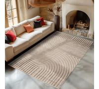 Carpetsale24 Tapis de Salon 240x340 cm Beige XL à Poils Longs Design Scandi Boho Effet Relief Shaggy Doux Moelleux Robuste Facile à Nettoyer Moderne pour Chambre à Coucher