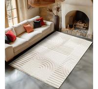 Carpetsale24 Tapis de Salon 240x340 cm Crème XL à Poils Longs Design bohème scandinave Effet Relief Shaggy Doux Moelleux Robuste Facile à Nettoyer Moderne pour Chambre à Coucher