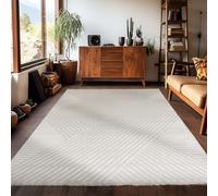 Carpetsale24 - Tapis de salon à poils courts 200 x 290 cm Style bohème scandinave uni Effet 3D extra doux et lavable Décoratif pour chambre à coucher, salle à manger et cuisine