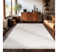Carpetsale24 - Tapis de salon à poils courts 200 x 290 cm Style bohème scandinave uni Effet 3D extra doux et lavable Décoratif pour chambre à coucher, salle à manger et cuisine