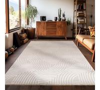 Carpetsale24 Tapis de salon, à poils courts, 280 x 370 cm, beige, moderne, design scandinave, bohème, uni, effet 3D, doux, lavable, facile d'entretien, pour chambre à coucher, salle à manger, extra