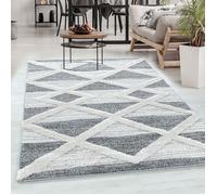 Carpetsale24 Tapis de salon design bohème gris crème 140x200 cm style scandinave moderne look 3D doux et moelleux