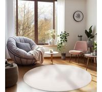 Carpetsale24 Tapis de salon, design moderne, crème, 160 cm, rond, antidérapant, à poils courts, lavable, extra doux et moelleux, chambre à coucher, salle à manger, cuisine