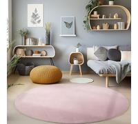 Carpetsale24 Tapis de salon, design moderne, rose, 160 cm, rond, antidérapant, à poils courts, extra doux et moelleux, lavable