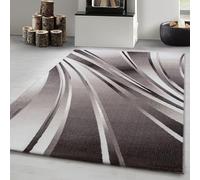 Carpetsale24 Tapis de salon moderne, design abstrait vagues, marron, beige, crème, 120 x 170 cm, facile d'entretien, moelleux, lavable