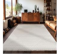 Carpetsale24 Tapis de Salon ou chambre en Blanc 240x340 cm tapis uni et moderne à poils courts style bohème design scandinave