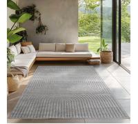 Carpetsale24 Tapis pour Salon, Chambre, Véranda - Poils Courts Gris, Effet Relief, Doux et Lavable, Adapté à l Extérieur, Facile à Entretenir, 140x200 cm